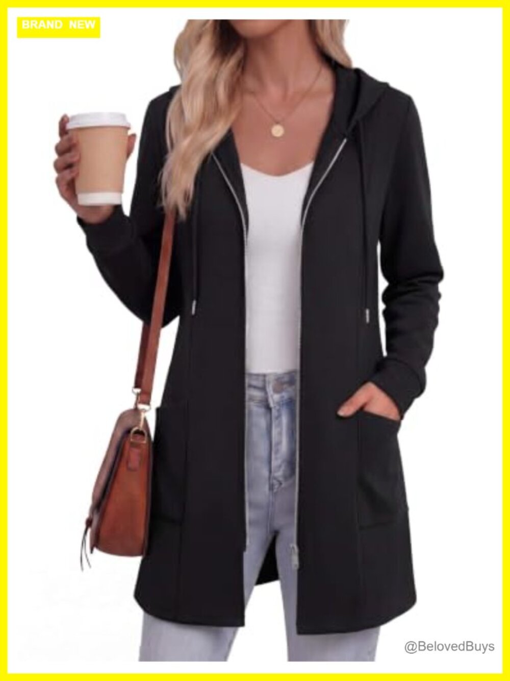 Zip up hoodie with pockets soft fleece lined long sleeve
